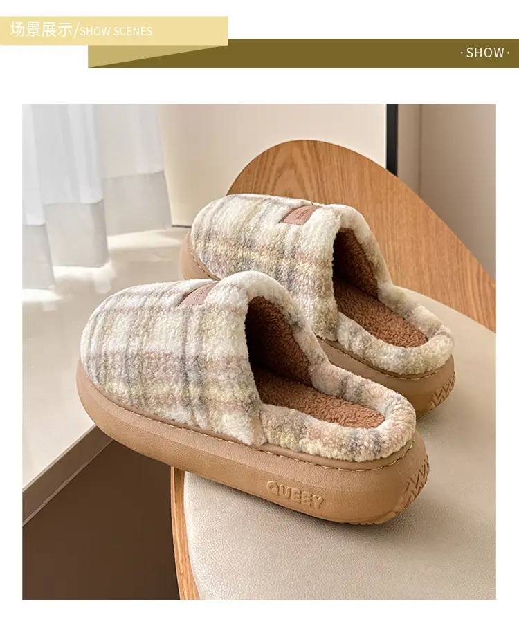 Cotton Slippers for Men and Women Winter 2025 New Indoor Home Thick-Soled Warm Casual Non-Slip Household Wool Slippers — feature 4