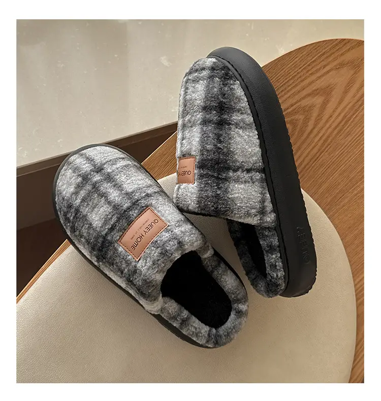 Cotton Slippers for Men and Women Winter 2025 New Indoor Home Thick-Soled Warm Casual Non-Slip Household Wool Slippers — feature 6