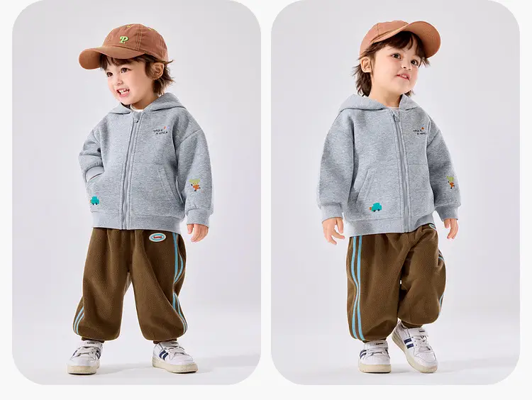 Duduia Kids Hoodie Sweatshirt Set Grey Brown — feature 14