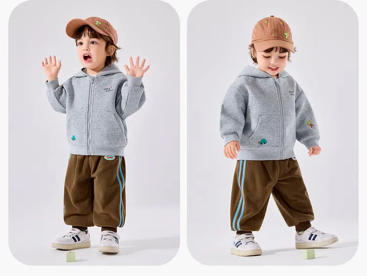 Duduia Kids Hoodie Sweatshirt Set Grey Brown — feature 16