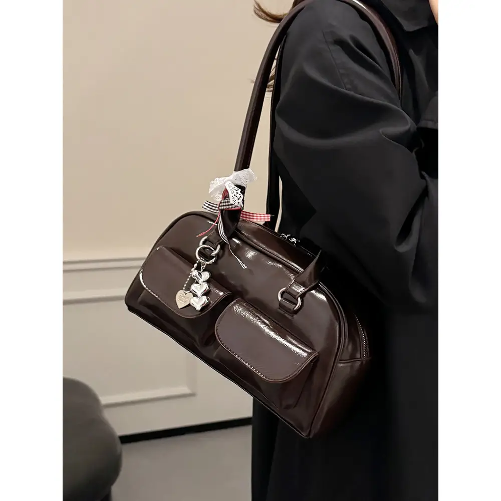 Maillard Red Leather Shoulder Bag for Women 2026 - Image 4