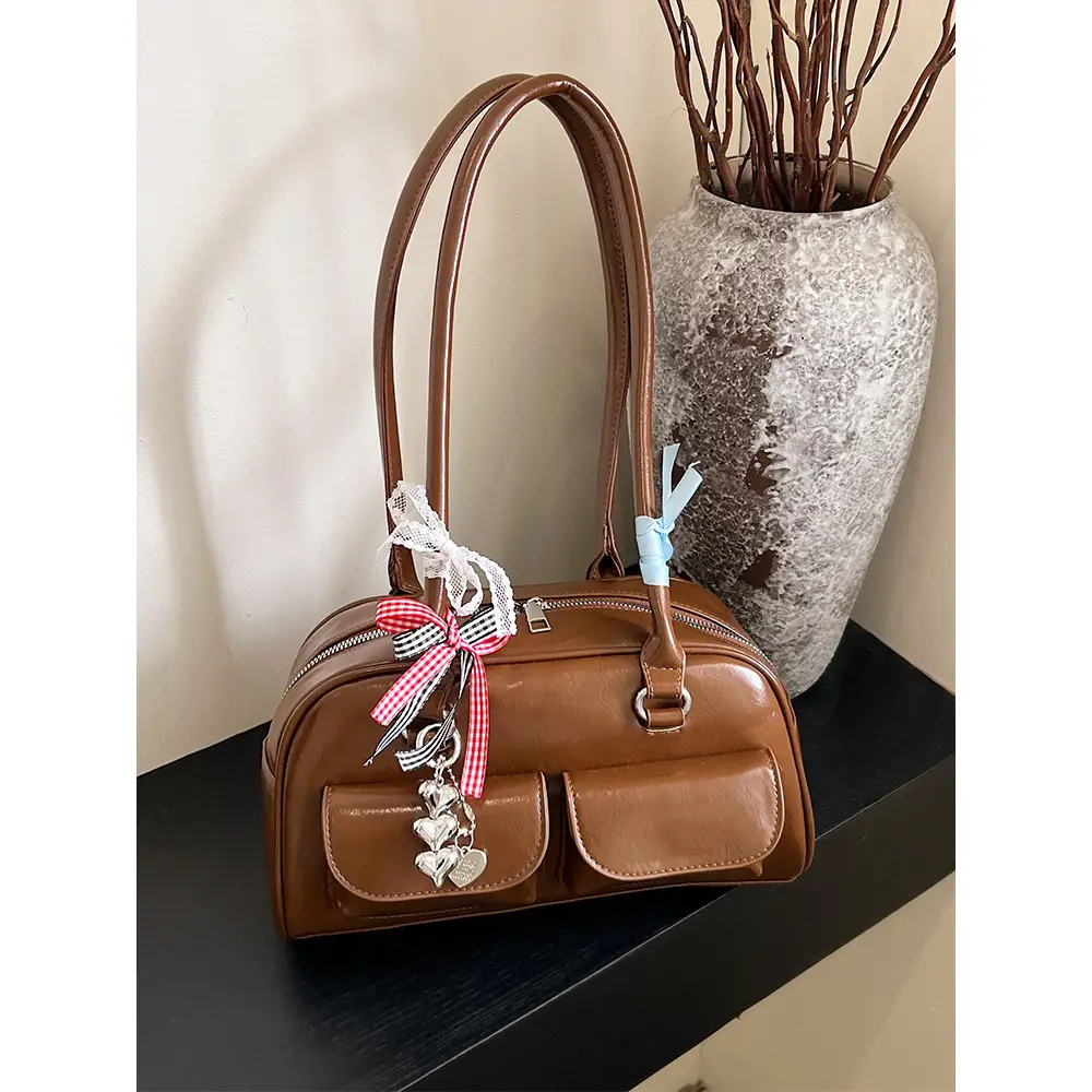 Maillard Red Leather Shoulder Bag for Women 2026 - Image 5