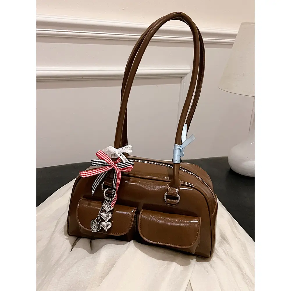Maillard Red Leather Shoulder Bag for Women 2026 - Image 6