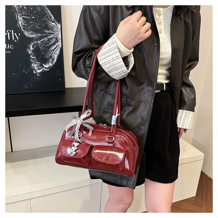 Maillard Red Leather Shoulder Bag for Women 2026 — feature 15