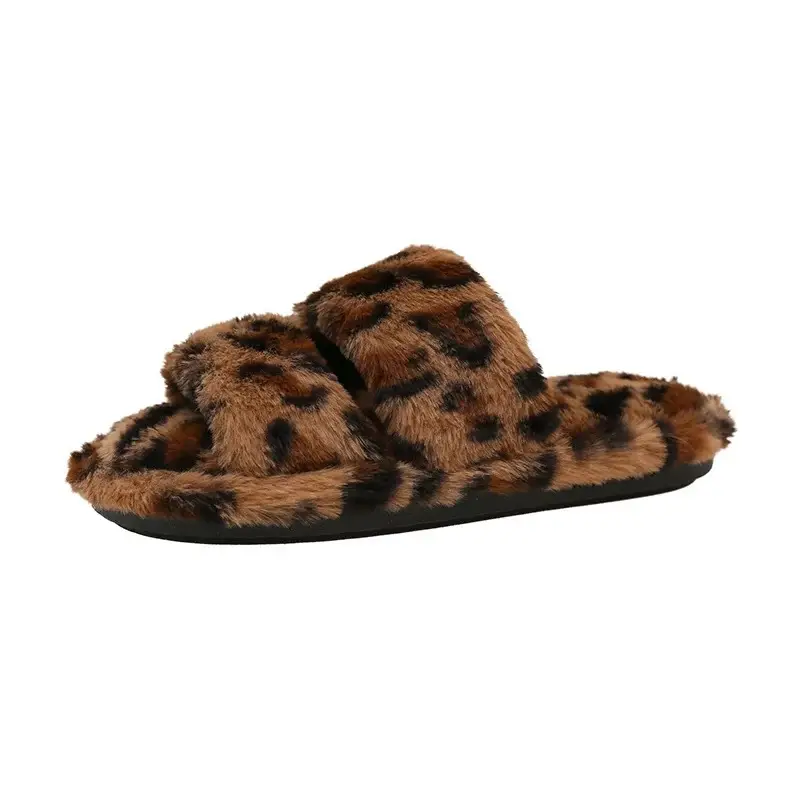 Women Leopard Print Plush Slippers Winter Warm Indoor Outdoor - Image 6