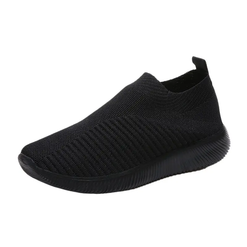 New Style Fly-Knit Shallow Low-Top Lightweight Breathable Slip-On Round-Toe Foreign Trade Large-Size Casual Flat Sneakers