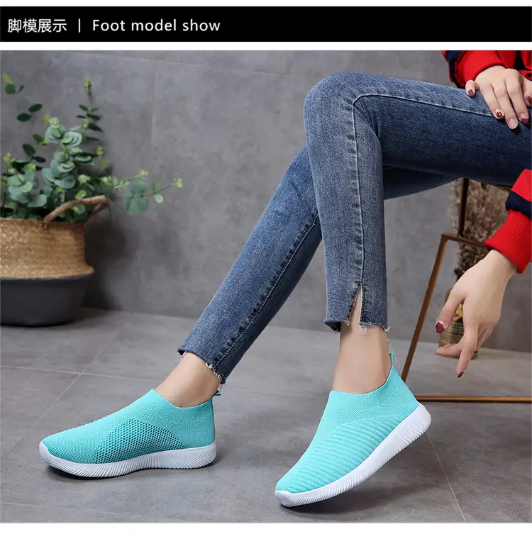New Style Fly-Knit Shallow Low-Top Lightweight Breathable Slip-On Round-Toe Foreign Trade Large-Size Casual Flat Sneakers — feature 10