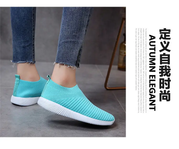 New Style Fly-Knit Shallow Low-Top Lightweight Breathable Slip-On Round-Toe Foreign Trade Large-Size Casual Flat Sneakers — feature 14