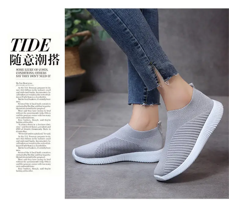 New Style Fly-Knit Shallow Low-Top Lightweight Breathable Slip-On Round-Toe Foreign Trade Large-Size Casual Flat Sneakers — feature 19