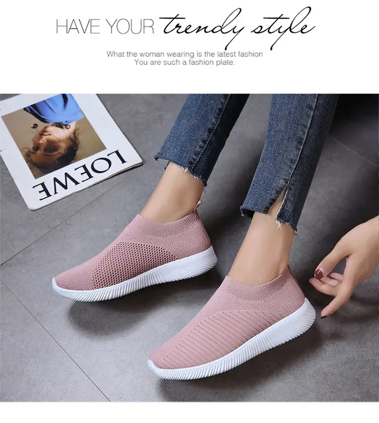 New Style Fly-Knit Shallow Low-Top Lightweight Breathable Slip-On Round-Toe Foreign Trade Large-Size Casual Flat Sneakers — feature 20