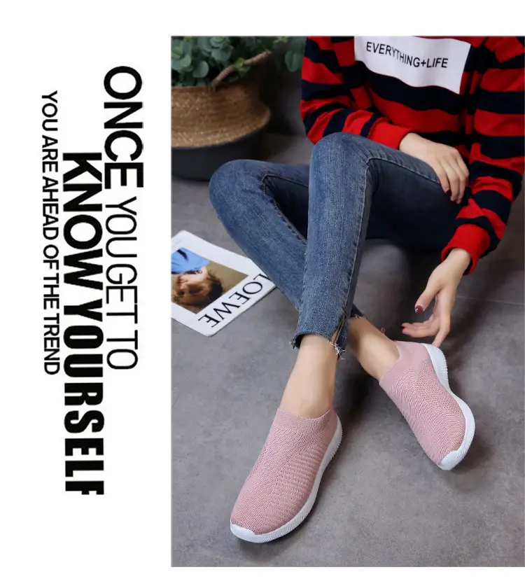 New Style Fly-Knit Shallow Low-Top Lightweight Breathable Slip-On Round-Toe Foreign Trade Large-Size Casual Flat Sneakers — feature 21