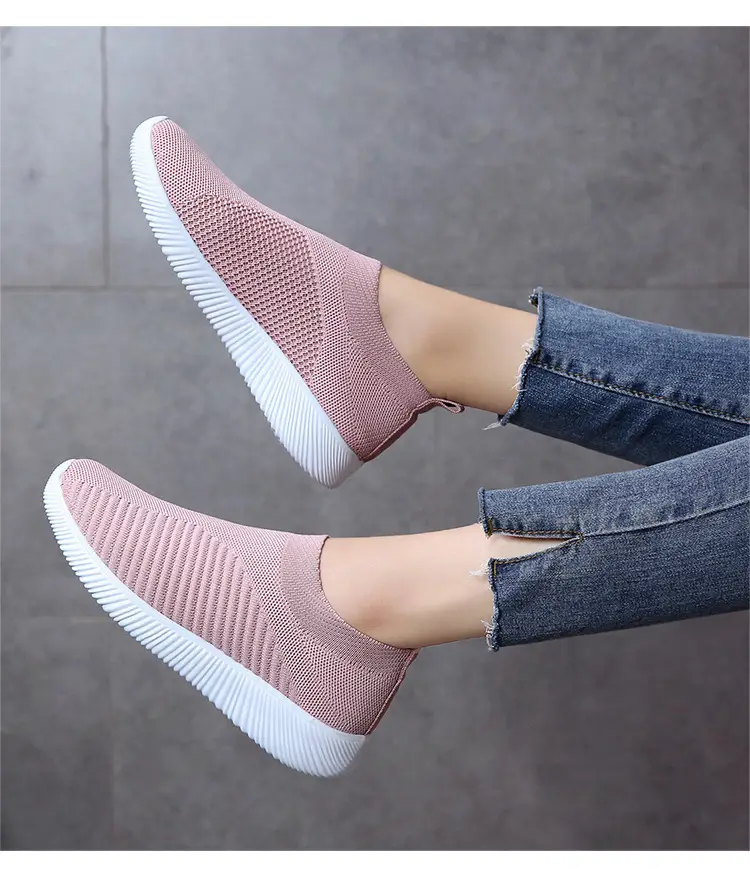 New Style Fly-Knit Shallow Low-Top Lightweight Breathable Slip-On Round-Toe Foreign Trade Large-Size Casual Flat Sneakers — feature 22