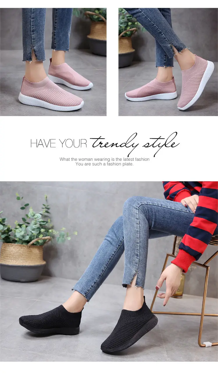 New Style Fly-Knit Shallow Low-Top Lightweight Breathable Slip-On Round-Toe Foreign Trade Large-Size Casual Flat Sneakers — feature 23