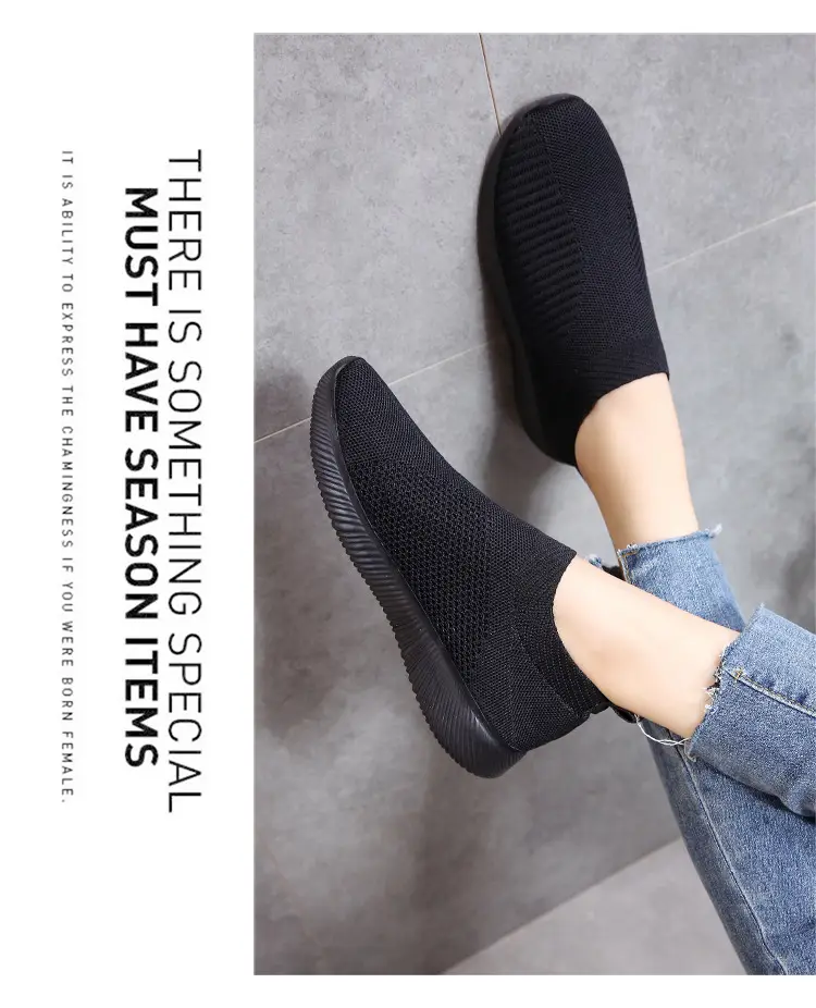 New Style Fly-Knit Shallow Low-Top Lightweight Breathable Slip-On Round-Toe Foreign Trade Large-Size Casual Flat Sneakers — feature 24