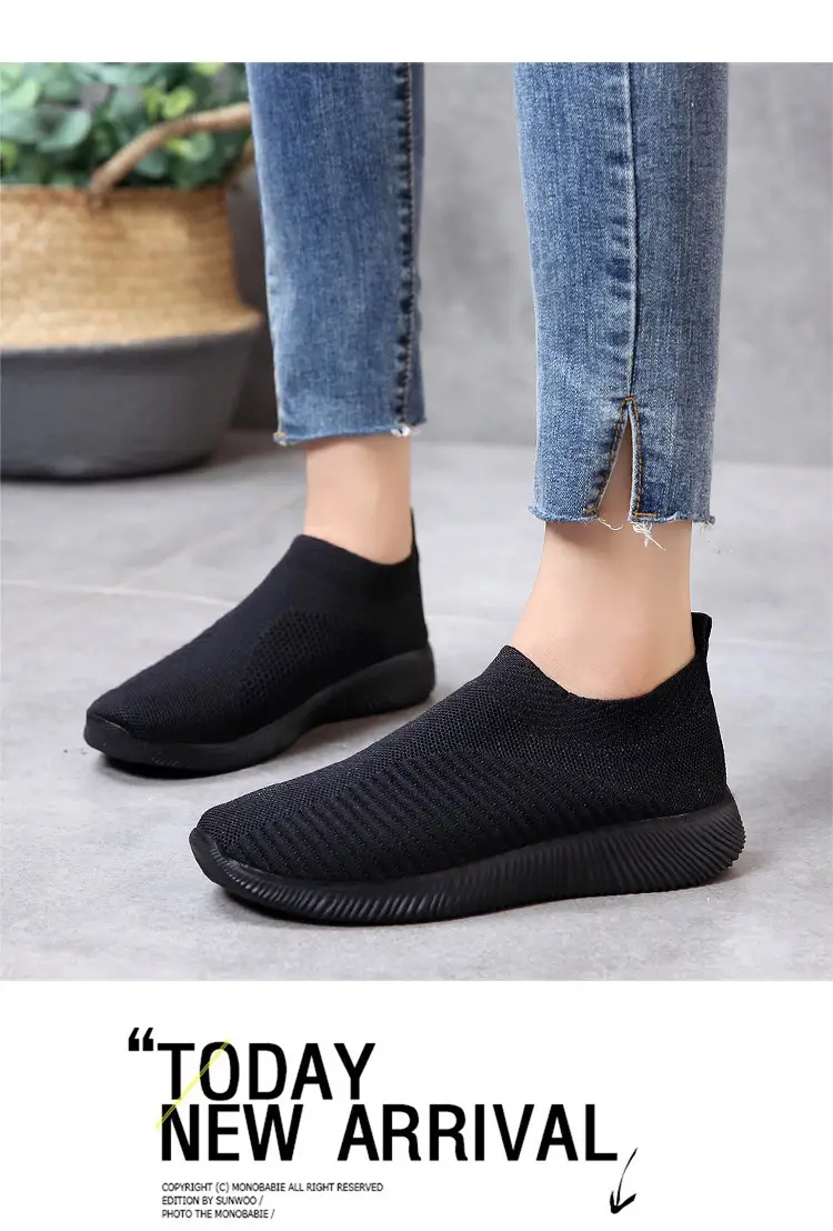 New Style Fly-Knit Shallow Low-Top Lightweight Breathable Slip-On Round-Toe Foreign Trade Large-Size Casual Flat Sneakers — feature 25