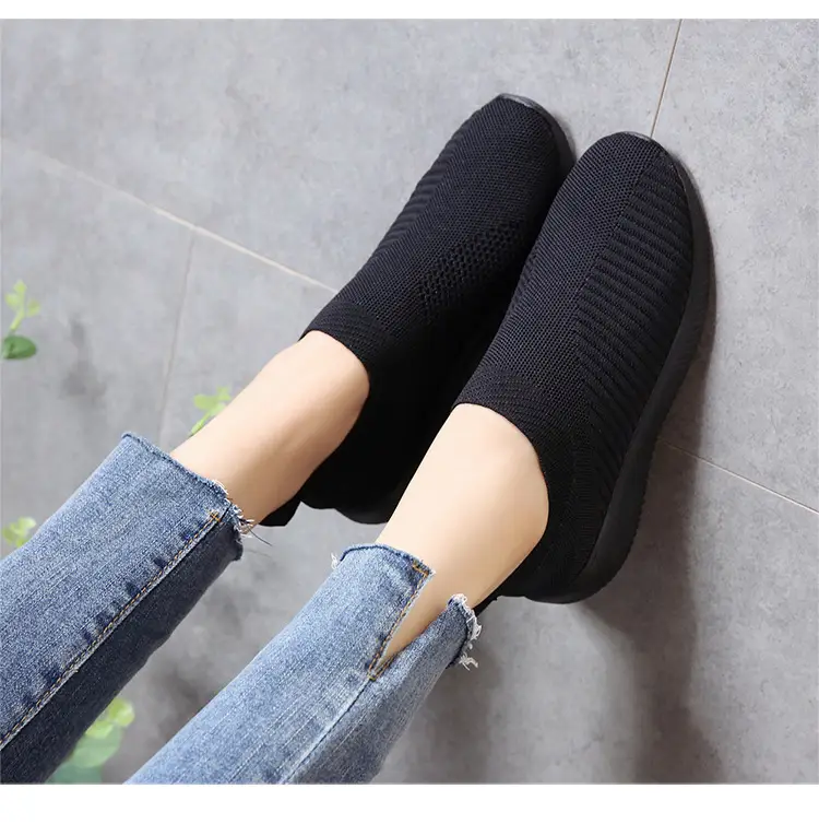 New Style Fly-Knit Shallow Low-Top Lightweight Breathable Slip-On Round-Toe Foreign Trade Large-Size Casual Flat Sneakers — feature 26