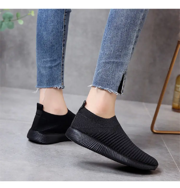 New Style Fly-Knit Shallow Low-Top Lightweight Breathable Slip-On Round-Toe Foreign Trade Large-Size Casual Flat Sneakers — feature 27