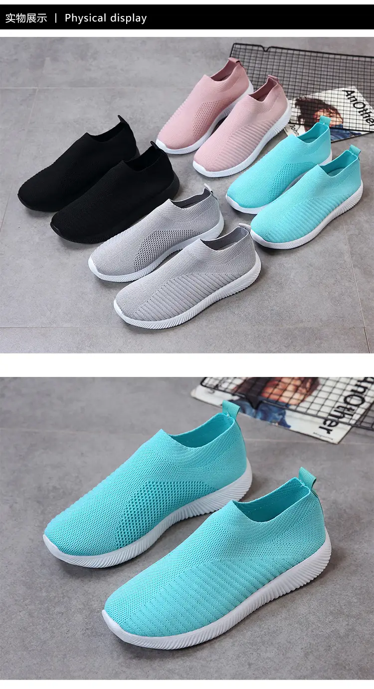 New Style Fly-Knit Shallow Low-Top Lightweight Breathable Slip-On Round-Toe Foreign Trade Large-Size Casual Flat Sneakers — feature 6