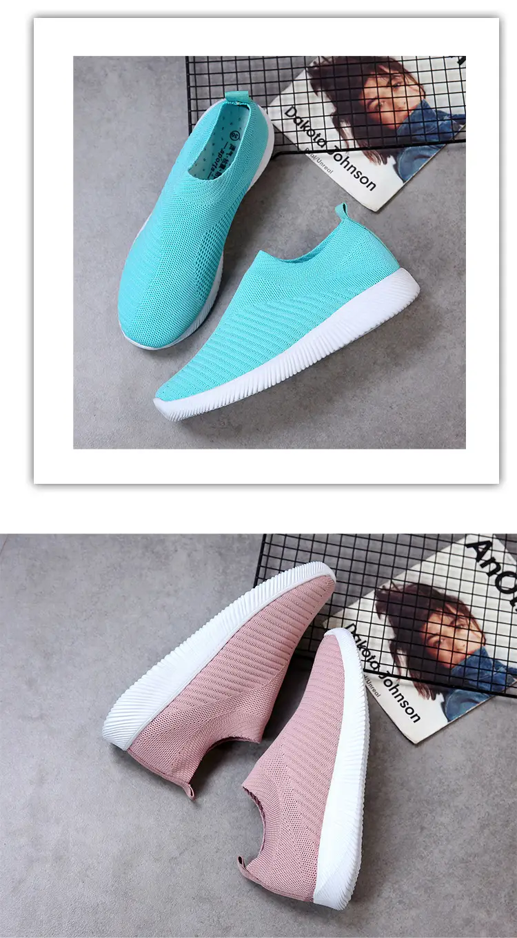 New Style Fly-Knit Shallow Low-Top Lightweight Breathable Slip-On Round-Toe Foreign Trade Large-Size Casual Flat Sneakers — feature 7