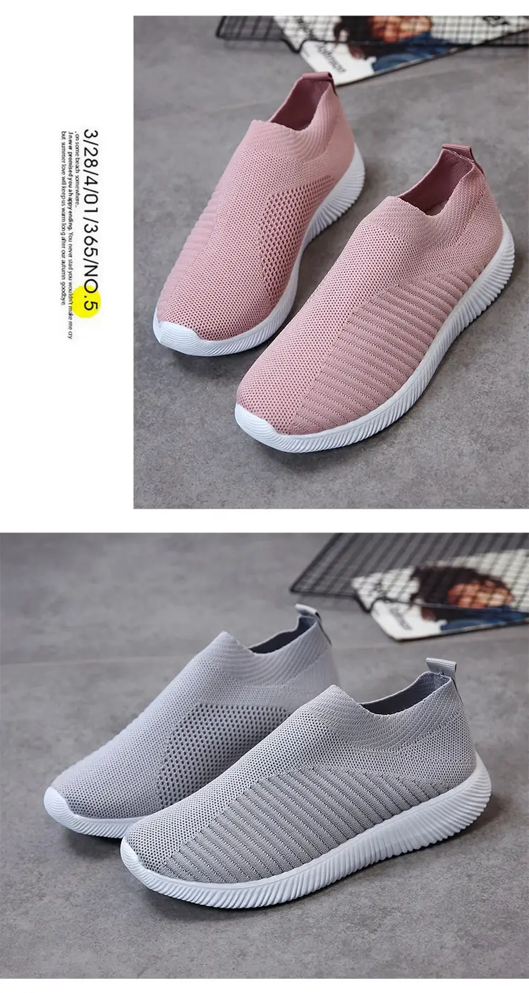 New Style Fly-Knit Shallow Low-Top Lightweight Breathable Slip-On Round-Toe Foreign Trade Large-Size Casual Flat Sneakers — feature 8