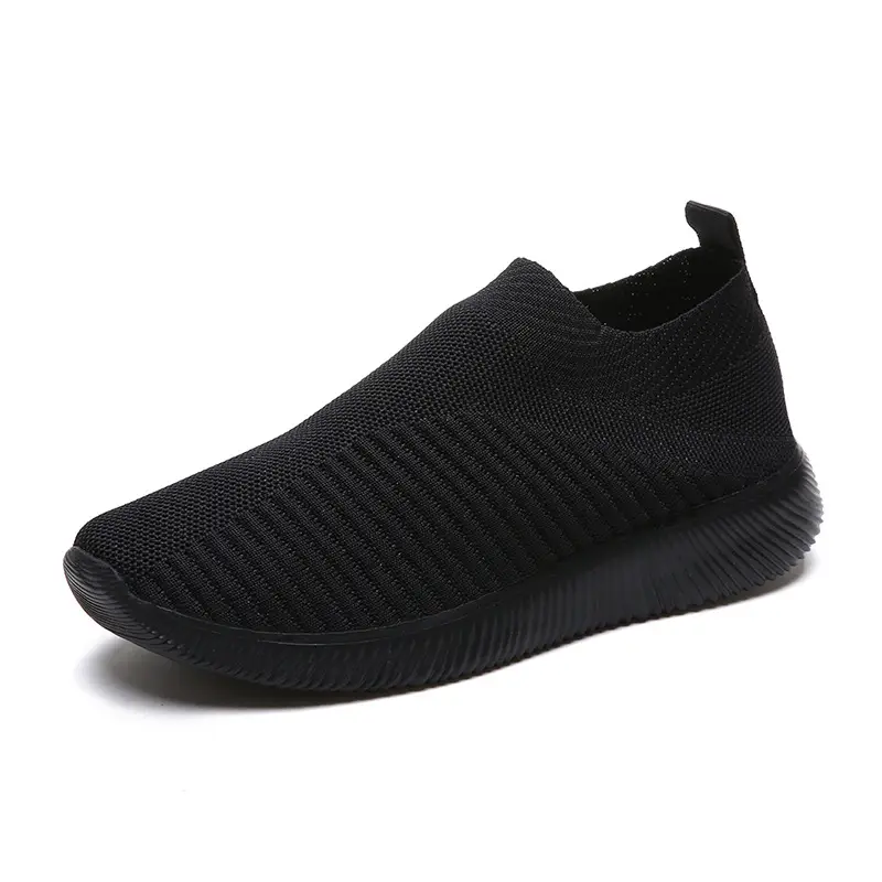 New Style Fly-Knit Shallow Low-Top Lightweight Breathable Slip-On Round-Toe Foreign Trade Large-Size Casual Flat Sneakers