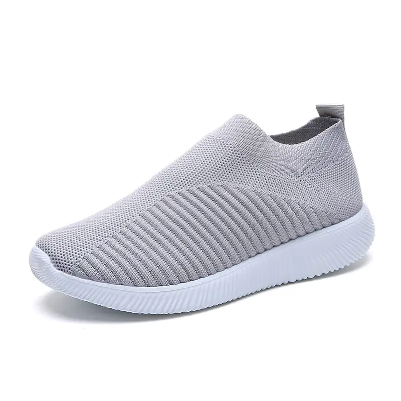 New Style Fly-Knit Shallow Low-Top Lightweight Breathable Slip-On Round-Toe Foreign Trade Large-Size Casual Flat Sneakers