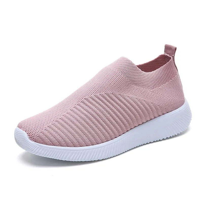New Style Fly-Knit Shallow Low-Top Lightweight Breathable Slip-On Round-Toe Foreign Trade Large-Size Casual Flat Sneakers