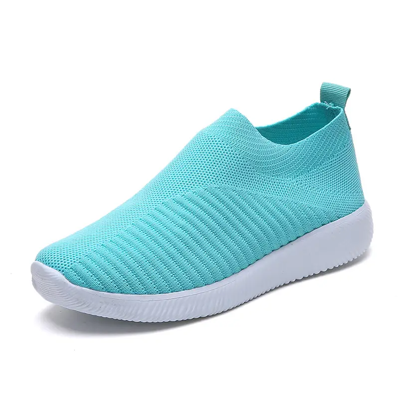 New Style Fly-Knit Shallow Low-Top Lightweight Breathable Slip-On Round-Toe Foreign Trade Large-Size Casual Flat Sneakers