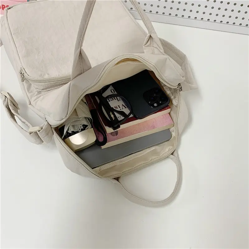Pink Oxford Cloth Shoulder Bag for Women - Image 9