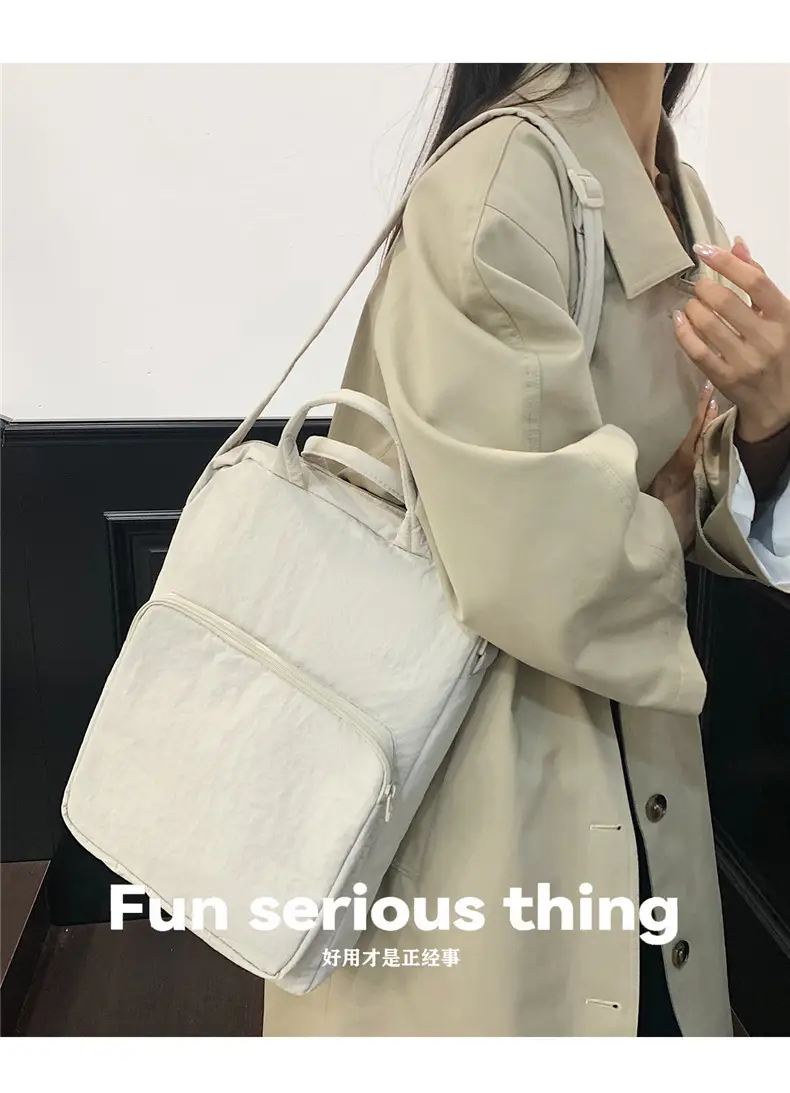 Pink Oxford Cloth Shoulder Bag for Women — feature 1