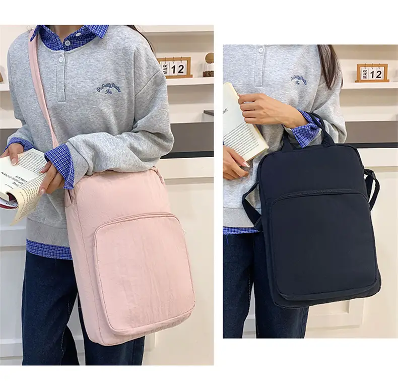 Pink Oxford Cloth Shoulder Bag for Women — feature 10