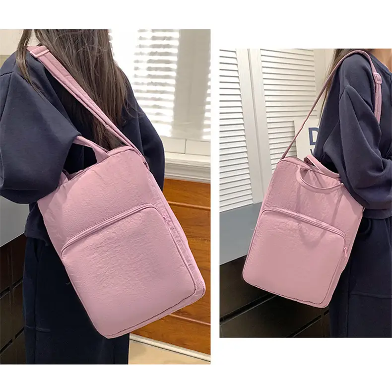 Pink Oxford Cloth Shoulder Bag for Women — feature 13