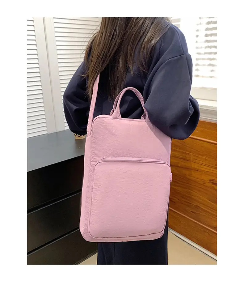 Pink Oxford Cloth Shoulder Bag for Women — feature 14
