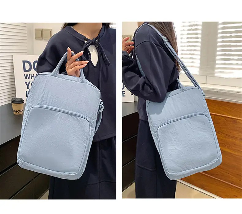 Pink Oxford Cloth Shoulder Bag for Women — feature 15