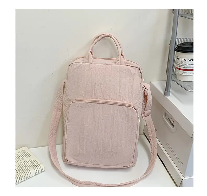 Pink Oxford Cloth Shoulder Bag for Women — feature 18