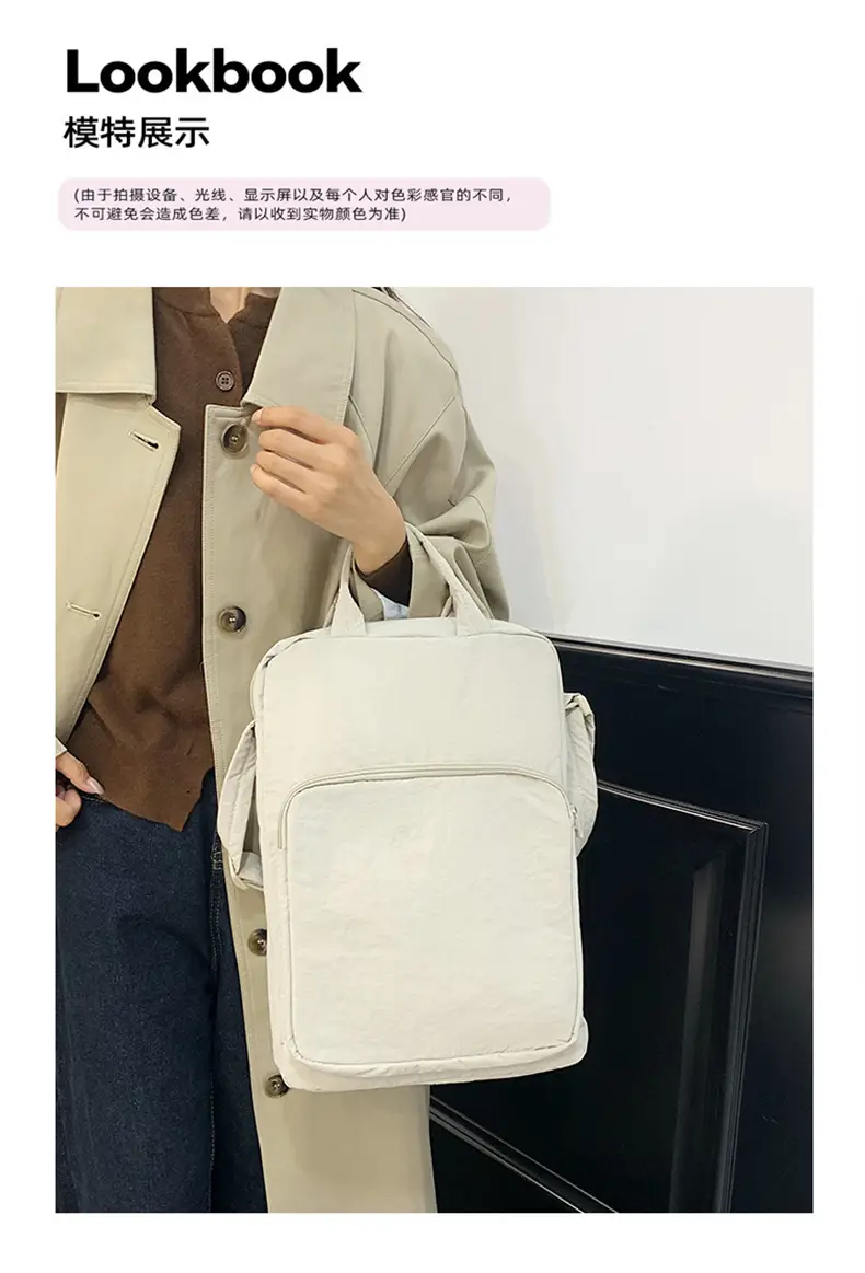 Pink Oxford Cloth Shoulder Bag for Women — feature 6