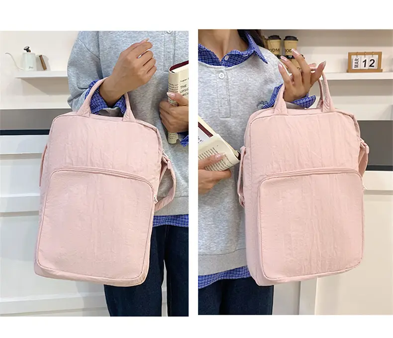 Pink Oxford Cloth Shoulder Bag for Women — feature 8