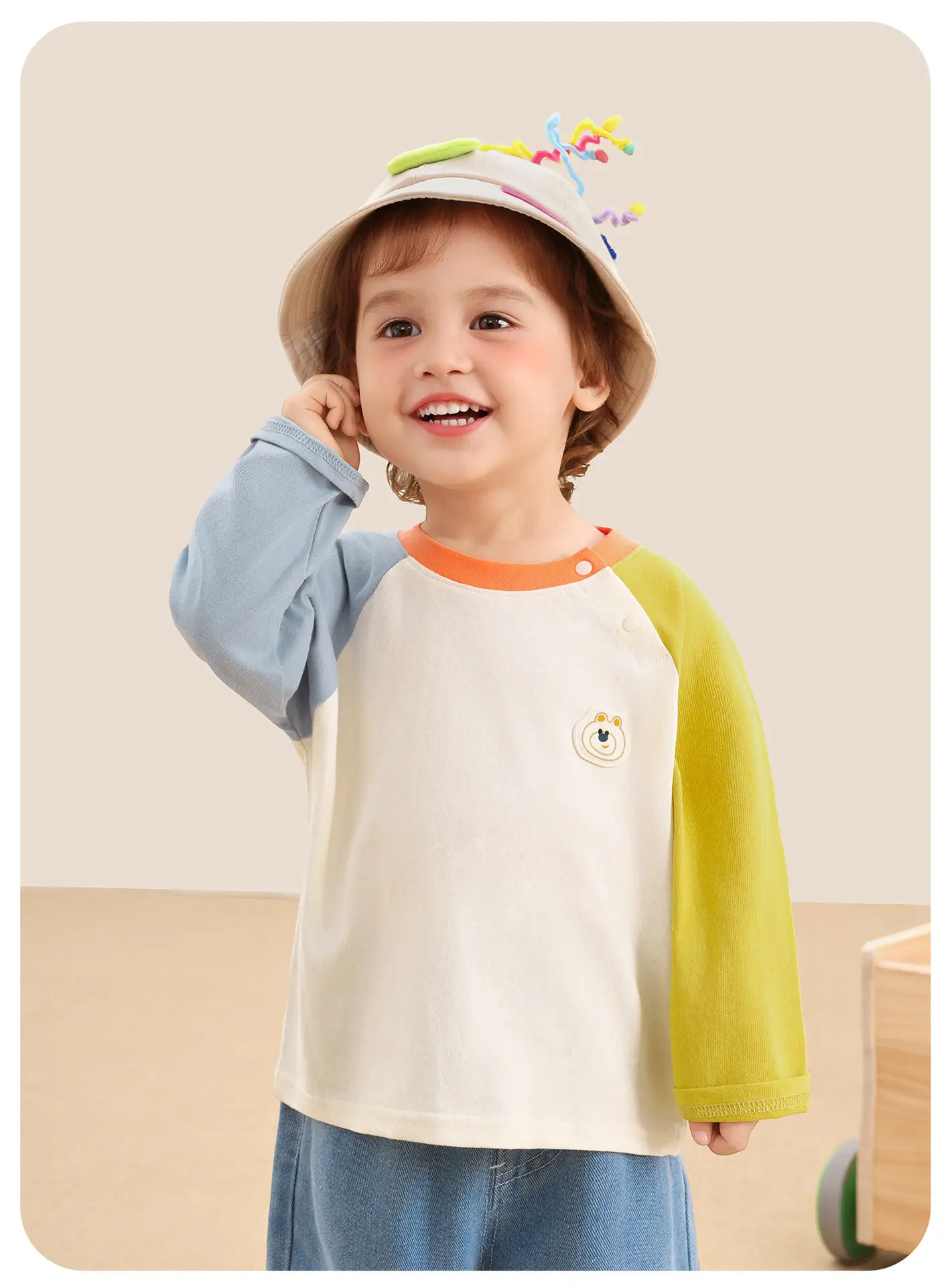 Kaka Panda Boys' Base Layer Shirt Spring Cotton Long Sleeve T-Shirt — feature 7