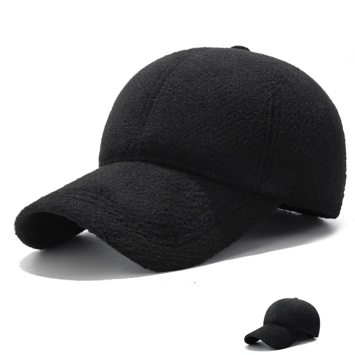 Black Velvet Peaked Cap for Men Winter Cold Proof - Image 3
