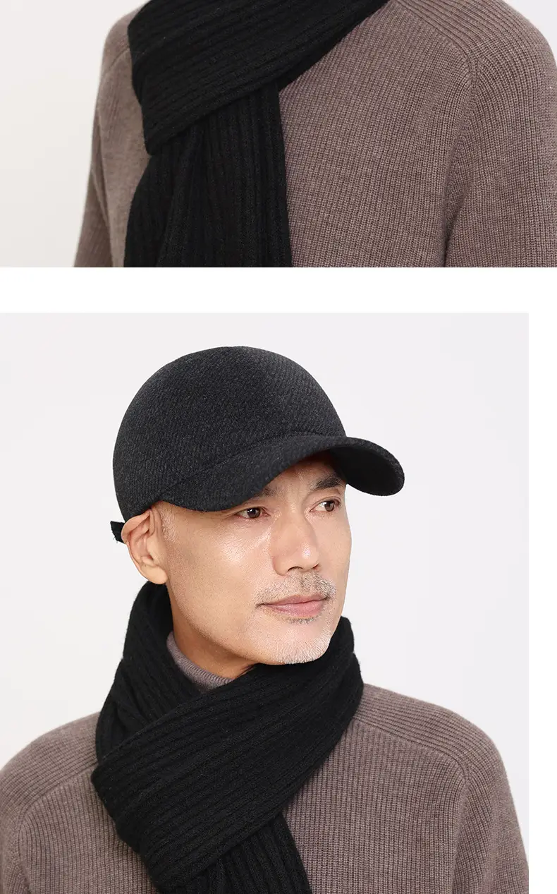 Black Velvet Peaked Cap for Men Winter Cold Proof — feature 16