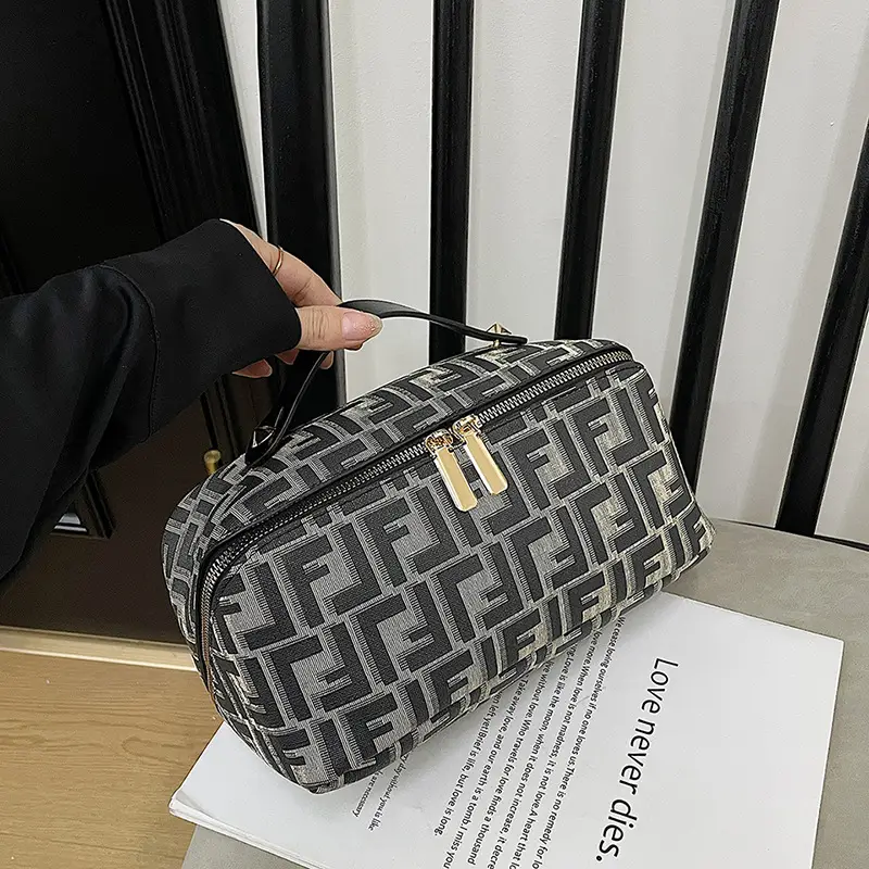 Fendi Logo Travel Storage Bag with Zipper Closure