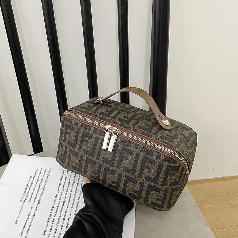Fendi Logo Travel Storage Bag with Zipper Closure