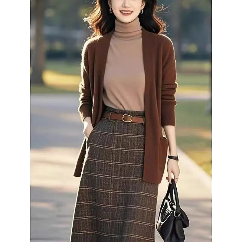 Dark Blue Knitted Cardigan for Women Spring 2026