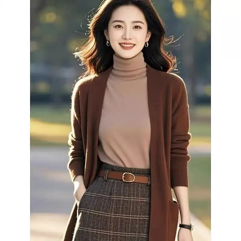 Dark Blue Knitted Cardigan for Women Spring 2026