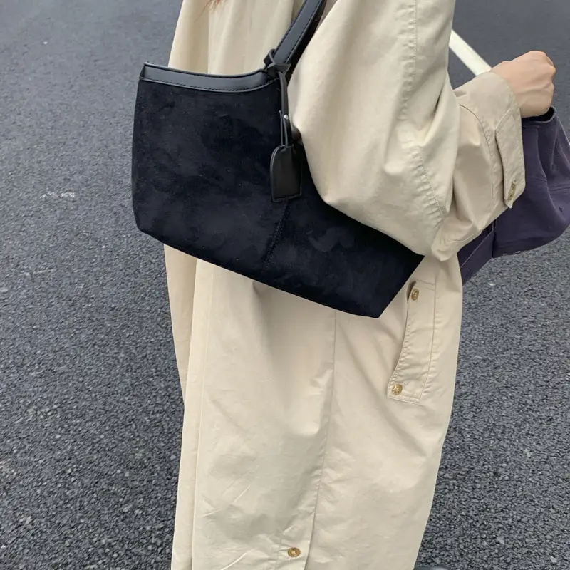 Women Suede Tote Bag Brown 2025 Autumn - Image 7