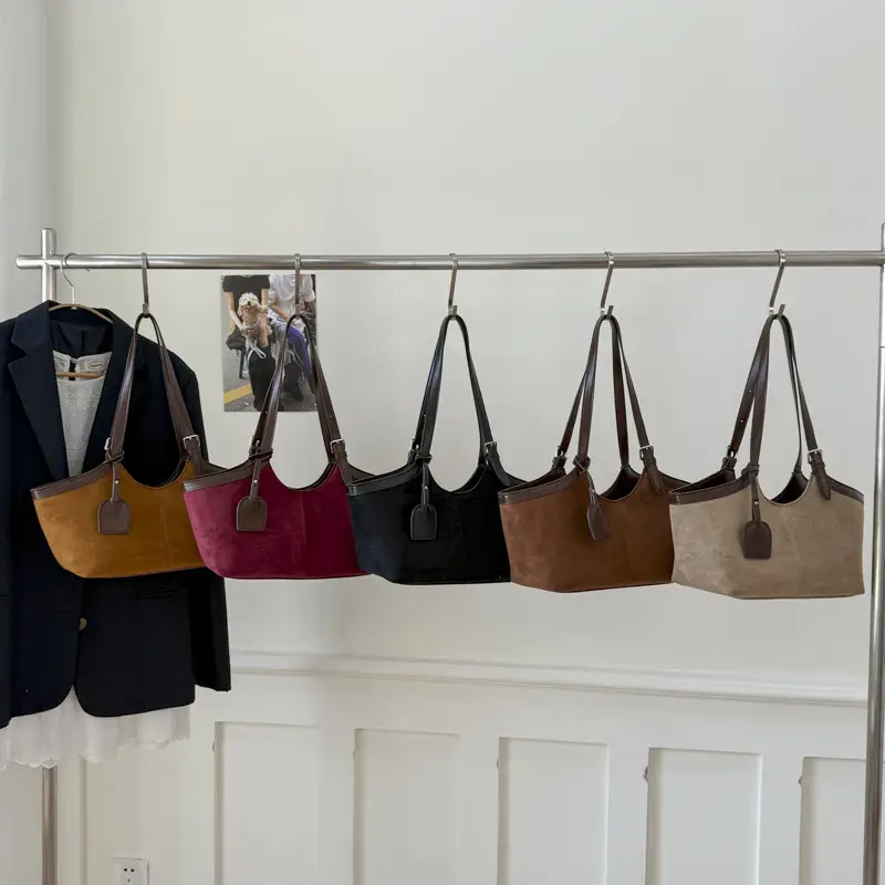 Women Suede Tote Bag Brown 2025 Autumn - Image 9