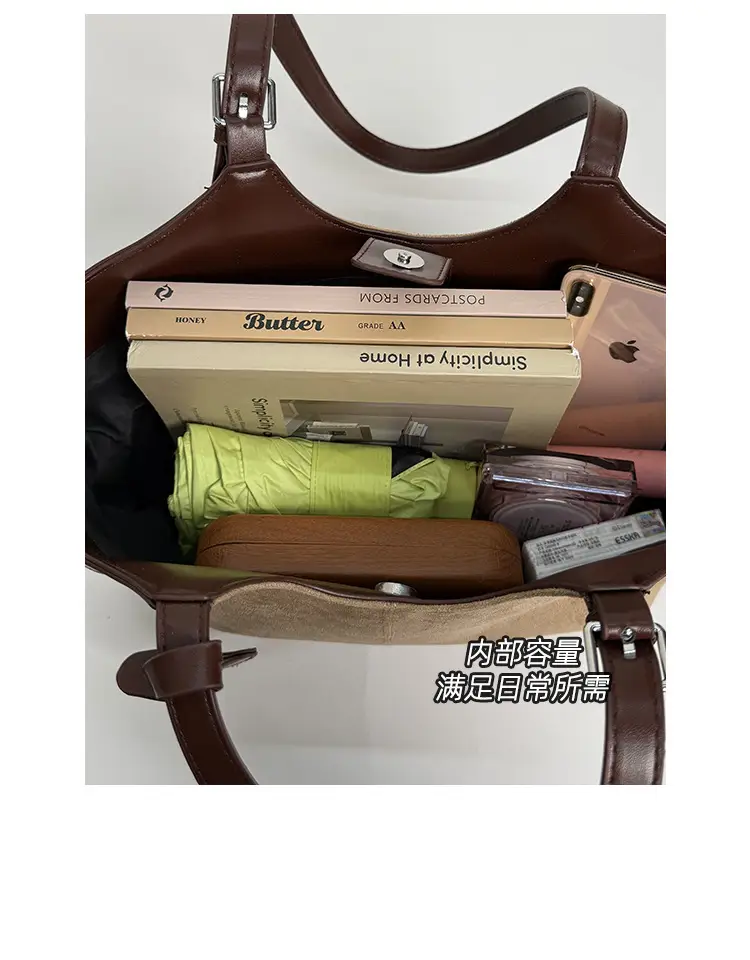 Women Suede Tote Bag Brown 2025 Autumn — feature 7