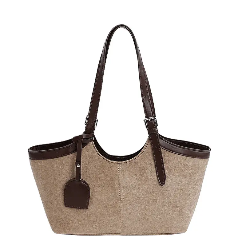 Women Suede Tote Bag Brown 2025 Autumn - Image 2