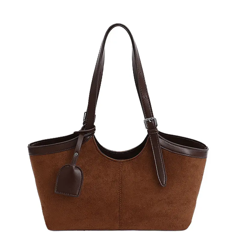 Women Suede Tote Bag Brown 2025 Autumn - Image 4
