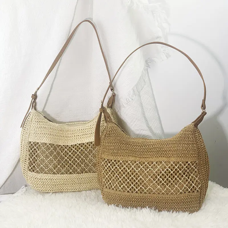 New Satchel Straw Bag One Shoulder Adjustable Strap Beach Bag - Image 4